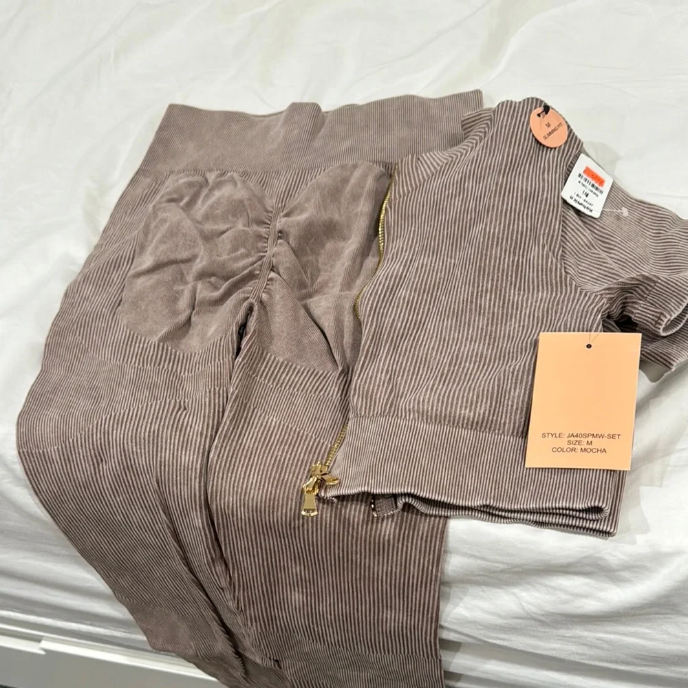 Mocha Ribbed Two-Piece Set - Picture 1 of 1